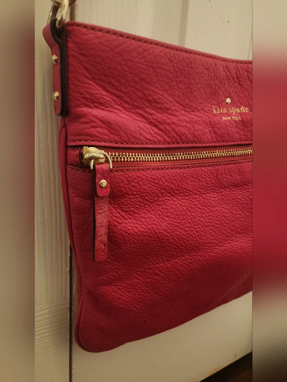 Kate Spade Pink Pebbled Leather Chain-Accent Crossbody Great Condition!!